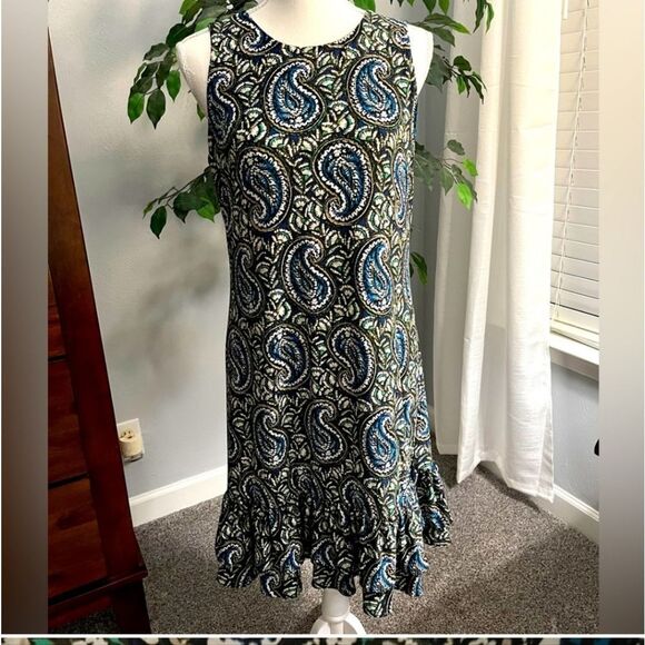 Tommy Hilfiger Paisley Ruffle Tiered Hem Sleeveless Dress - Picture 2 of 5